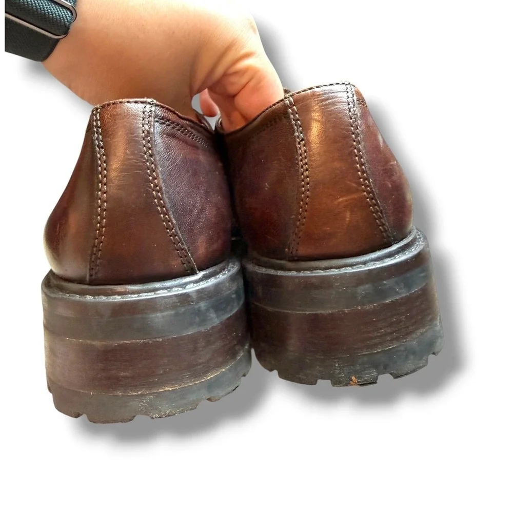 Banana Republic Derby Shoes Mens 8.5 Brown Leather Lug Sole Platform Oxfords